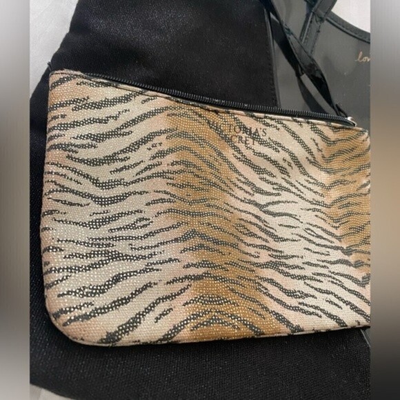 Victoria's Secret BLK Shimmer Canvas Tote Clear Plastic Front V Panel Tiger Bag - Picture 9 of 13